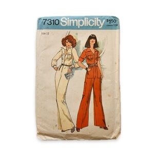 Simplicity Jumpsuit Pattern 7310 Size UNCUT 10/12 Sewing Vintage VTG 70s 1975